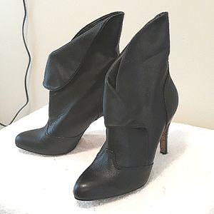 black leather cuff booties